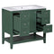 36" Bathroom Vanity with Sink Combo, One Cabinet and Three Drawers, Solid Wood and MDF Board, Green - Supfirm