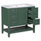 36" Bathroom Vanity with Sink Combo, One Cabinet and Three Drawers, Solid Wood and MDF Board, Green - Supfirm