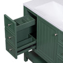 36" Bathroom Vanity with Sink Combo, One Cabinet and Three Drawers, Solid Wood and MDF Board, Green - Supfirm