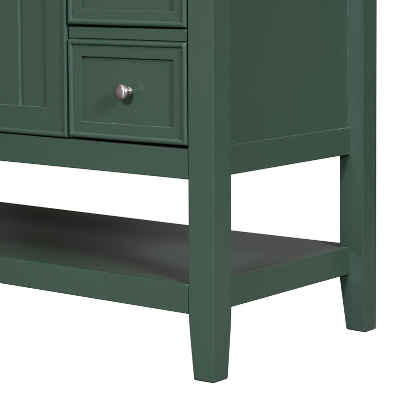 36" Bathroom Vanity with Sink Combo, One Cabinet and Three Drawers, Solid Wood and MDF Board, Green - Supfirm