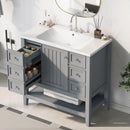 36" Bathroom Vanity with Sink Combo, One Cabinet and Three Drawers, Solid Wood and MDF Board, Grey - Supfirm