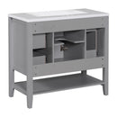 36" Bathroom Vanity with Sink Combo, One Cabinet and Three Drawers, Solid Wood and MDF Board, Grey - Supfirm