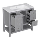 36" Bathroom Vanity with Sink Combo, One Cabinet and Three Drawers, Solid Wood and MDF Board, Grey - Supfirm