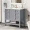 36" Bathroom Vanity with Sink Combo, One Cabinet and Three Drawers, Solid Wood and MDF Board, Grey - Supfirm