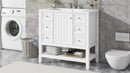 36" Bathroom Vanity with Sink Combo, One Cabinet and Three Drawers, Solid Wood and MDF Board, White - Supfirm