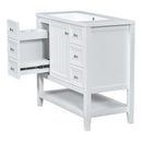 36" Bathroom Vanity with Sink Combo, One Cabinet and Three Drawers, Solid Wood and MDF Board, White - Supfirm