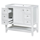 36" Bathroom Vanity with Sink Combo, One Cabinet and Three Drawers, Solid Wood and MDF Board, White - Supfirm