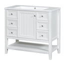 36" Bathroom Vanity with Sink Combo, One Cabinet and Three Drawers, Solid Wood and MDF Board, White - Supfirm