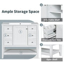 36" Bathroom Vanity with Sink Combo, One Cabinet and Three Drawers, Solid Wood and MDF Board, White - Supfirm