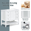 36" Bathroom Vanity with Sink Combo, One Cabinet and Three Drawers, Solid Wood and MDF Board, White - Supfirm