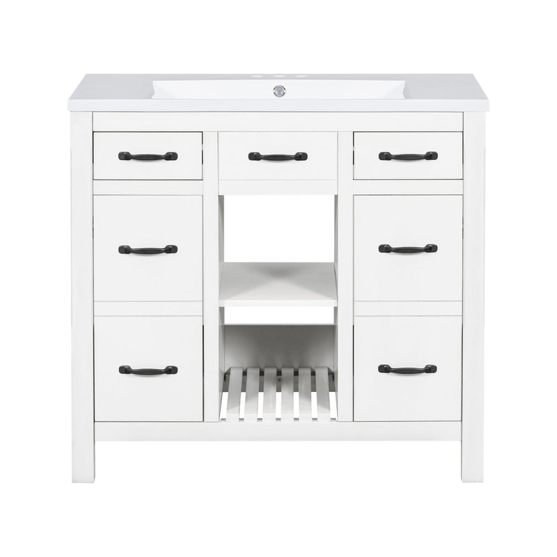 36''Bathroom Vanity with Undermount Sink,Modern Bathroom Storage Cabinet with 2 Drawers and 2 Cabinets,Solid Wood Frame Bathroom Cabinet - Supfirm