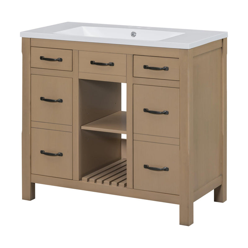 36''Bathroom Vanity with Undermount Sink,Modern Bathroom Storage Cabinet with 2 Drawers and 2 Cabinets,Solid Wood Frame Bathroom Cabinet - Supfirm