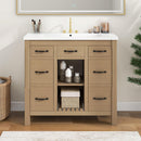 36''Bathroom Vanity with Undermount Sink,Modern Bathroom Storage Cabinet with 2 Drawers and 2 Cabinets,Solid Wood Frame Bathroom Cabinet - Supfirm