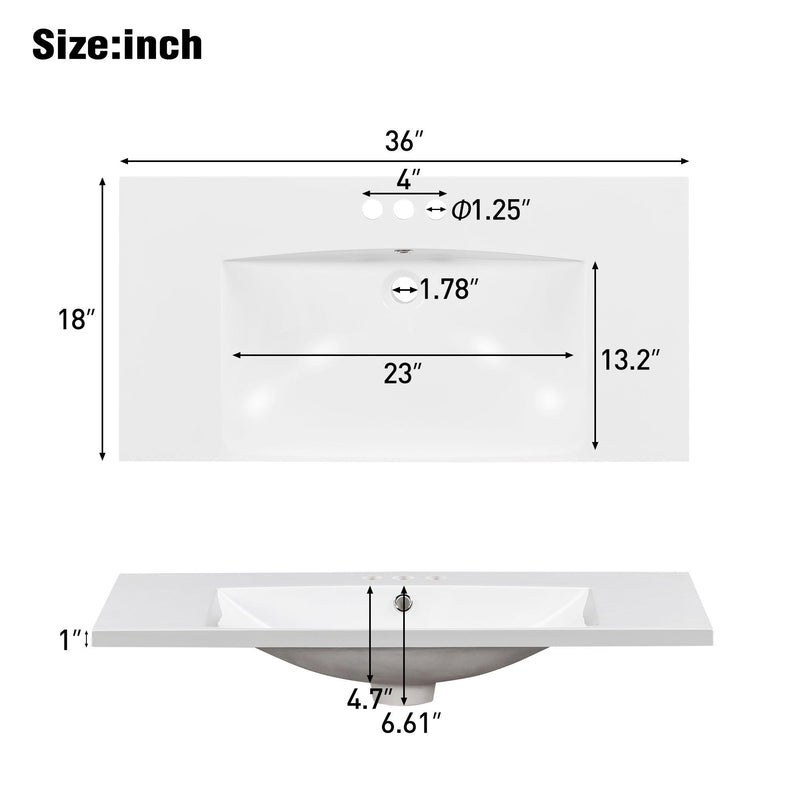 36''Bathroom Vanity with Undermount Sink,Modern Bathroom Storage Cabinet with 2 Drawers and 2 Cabinets,Solid Wood Frame Bathroom Cabinet - Supfirm