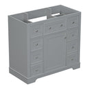 36" Bathroom Vanity without Sink, Cabinet Base Only, One Cabinet and Six Drawers, Grey - Supfirm