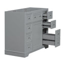 36" Bathroom Vanity without Sink, Cabinet Base Only, One Cabinet and Six Drawers, Grey - Supfirm