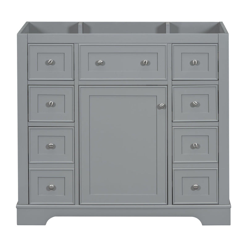 36" Bathroom Vanity without Sink, Cabinet Base Only, One Cabinet and Six Drawers, Grey - Supfirm