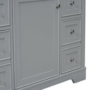 36" Bathroom Vanity without Sink, Cabinet Base Only, One Cabinet and Six Drawers, Grey - Supfirm