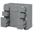 36" Bathroom Vanity without Sink, Cabinet Base Only, One Cabinet and Six Drawers, Grey - Supfirm