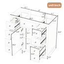 36" Bathroom Vanity without Sink, Cabinet Base Only, One Cabinet and Six Drawers, Grey - Supfirm