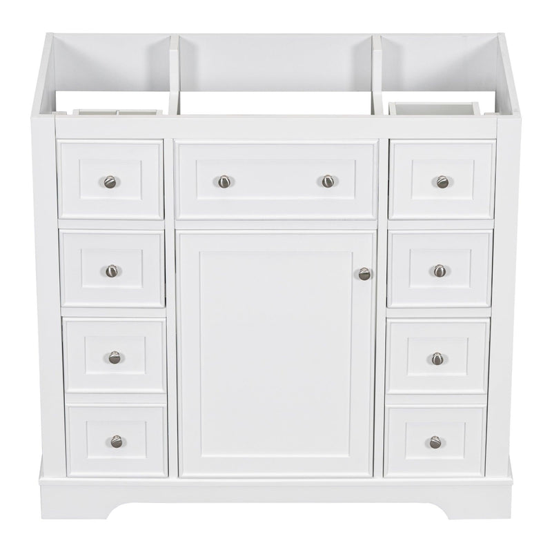 36" Bathroom Vanity without Sink, Cabinet Base Only, One Cabinet and Six Drawers, White - Supfirm