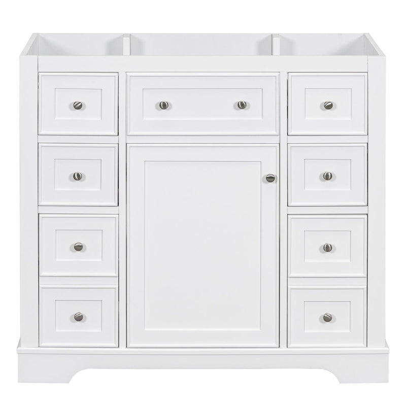 36" Bathroom Vanity without Sink, Cabinet Base Only, One Cabinet and Six Drawers, White - Supfirm