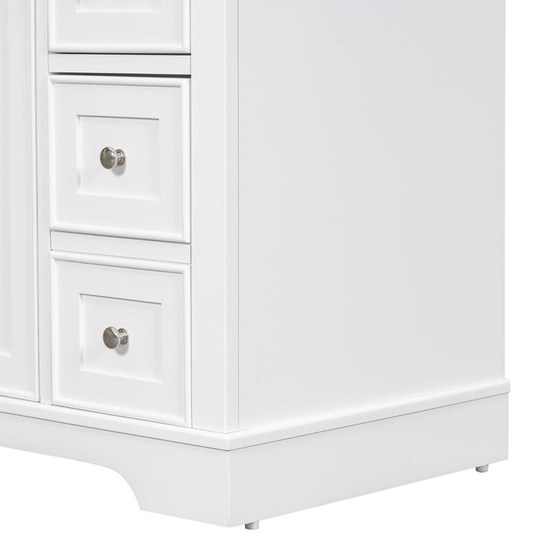 36" Bathroom Vanity without Sink, Cabinet Base Only, One Cabinet and Six Drawers, White - Supfirm