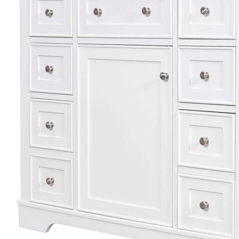 36" Bathroom Vanity without Sink, Cabinet Base Only, One Cabinet and Six Drawers, White - Supfirm