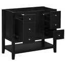 36" Bathroom Vanity without Sink, Cabinet Base Only, One Cabinet and three Drawers, Black - Supfirm