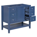 36" Bathroom Vanity without Sink, Cabinet Base Only, One Cabinet and three Drawers, Blue - Supfirm