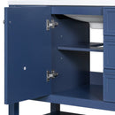 36" Bathroom Vanity without Sink, Cabinet Base Only, One Cabinet and three Drawers, Blue - Supfirm