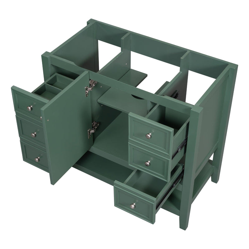 36" Bathroom Vanity without Sink, Cabinet Base Only, One Cabinet and three Drawers, Green - Supfirm