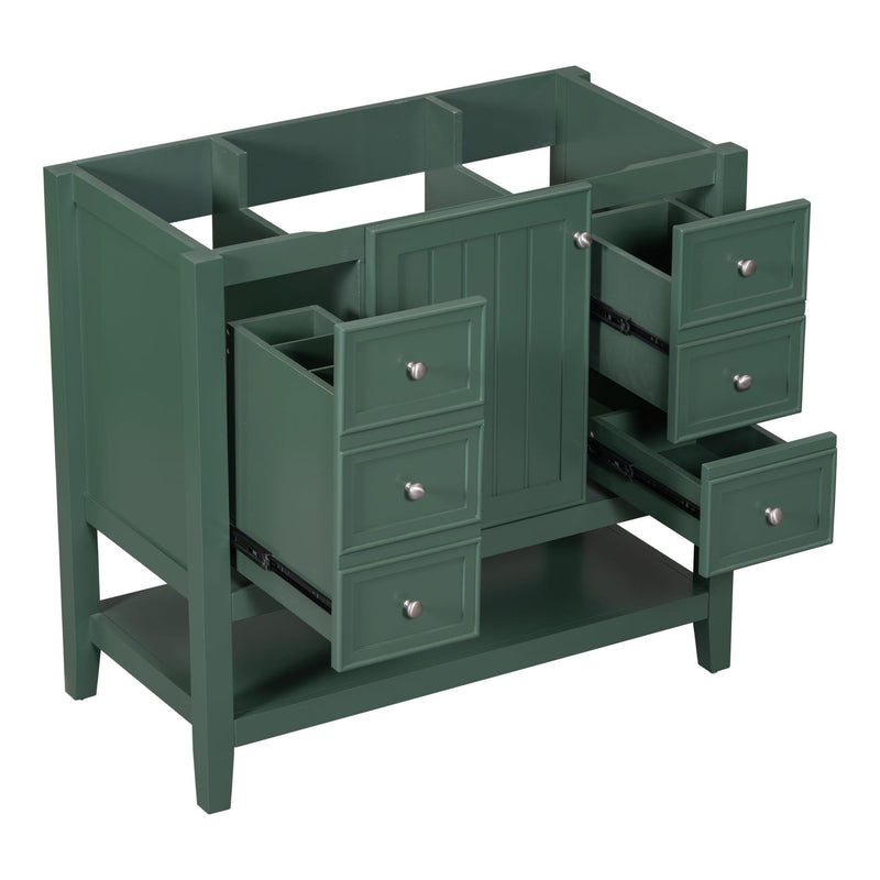 36" Bathroom Vanity without Sink, Cabinet Base Only, One Cabinet and three Drawers, Green - Supfirm