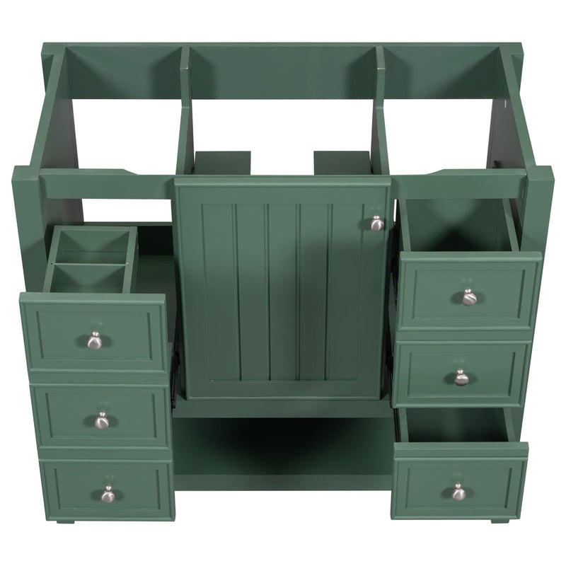 36" Bathroom Vanity without Sink, Cabinet Base Only, One Cabinet and three Drawers, Green - Supfirm