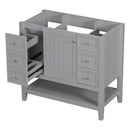 36" Bathroom Vanity without Sink, Cabinet Base Only, One Cabinet and three Drawers, Grey - Supfirm