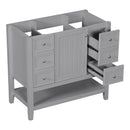 36" Bathroom Vanity without Sink, Cabinet Base Only, One Cabinet and three Drawers, Grey - Supfirm