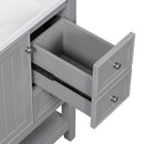 36" Bathroom Vanity without Sink, Cabinet Base Only, One Cabinet and three Drawers, Grey - Supfirm