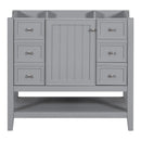 36" Bathroom Vanity without Sink, Cabinet Base Only, One Cabinet and three Drawers, Grey - Supfirm