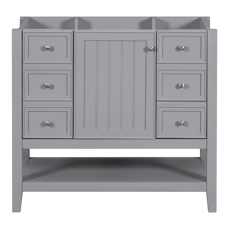 36" Bathroom Vanity without Sink, Cabinet Base Only, One Cabinet and three Drawers, Grey - Supfirm