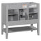 36" Bathroom Vanity without Sink, Cabinet Base Only, Two Cabinets and Drawers, Open Shelf, Solid Wood Frame, Grey - Supfirm