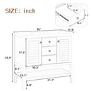 36" Bathroom Vanity without Sink, Cabinet Base Only, Two Cabinets and Drawers, Open Shelf, Solid Wood Frame, Grey - Supfirm