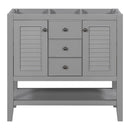 36" Bathroom Vanity without Sink, Cabinet Base Only, Two Cabinets and Drawers, Open Shelf, Solid Wood Frame, Grey - Supfirm