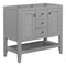 36" Bathroom Vanity without Sink, Cabinet Base Only, Two Cabinets and Drawers, Open Shelf, Solid Wood Frame, Grey - Supfirm