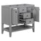 36" Bathroom Vanity without Sink, Cabinet Base Only, Two Cabinets and Drawers, Open Shelf, Solid Wood Frame, Grey - Supfirm