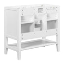 36" Bathroom Vanity without Sink, Cabinet Base Only, Two Cabinets and Drawers, Open Shelf, Solid Wood Frame, White - Supfirm