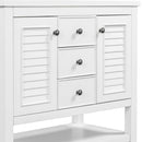 36" Bathroom Vanity without Sink, Cabinet Base Only, Two Cabinets and Drawers, Open Shelf, Solid Wood Frame, White - Supfirm