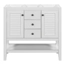 36" Bathroom Vanity without Sink, Cabinet Base Only, Two Cabinets and Drawers, Open Shelf, Solid Wood Frame, White - Supfirm