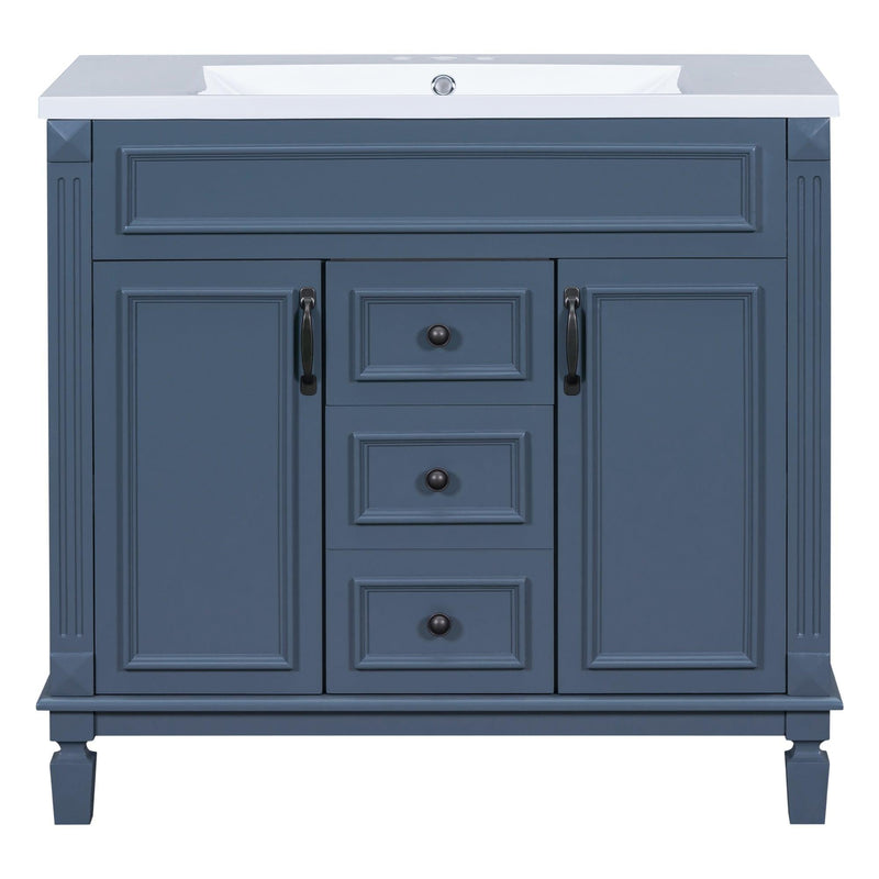 36'' Bathroom Vanity without Top Sink, Royal Blue Cabinet only, Modern Bathroom Storage Cabinet with 2 Soft Closing Doors and 2 Drawers(NOT INCLUDE BASIN SINK) - Supfirm