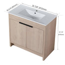 Supfirm 36 Inch Freestanding Bathroom Vanity with White Ceramic Sink & 2 Soft-Close Cabinet Doors (BVB02436PLO-F-BL9090B),W1286S00063 - Supfirm