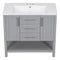 36-Inch Grey Bathroom Vanity with Solid Wood Frame and MDF, Resin Basin, 2 Drawers, 2 Cabinet Doors, 2 Adjustable Shelvesdoor,Single Resin Sink,Small Bathroom Organization Cabinet - Supfirm